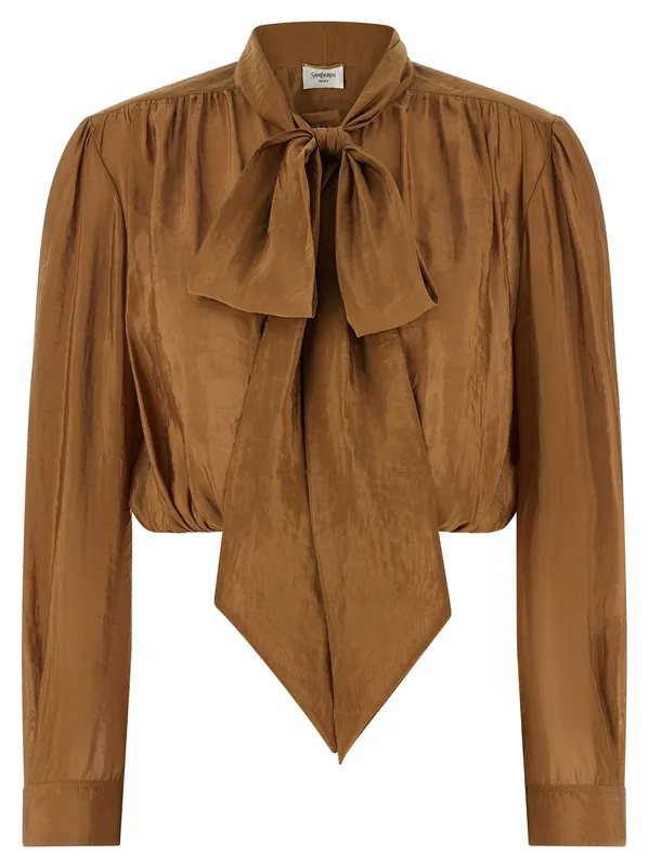 LavallièRe Neck Blouse Shirt And Blouse Brown - Saint Laurent