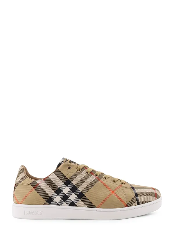 Canvas Sneakers With Check Motif - Burberry