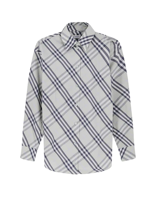 Emma Cotton Shirt With Check Pattern - Burberry