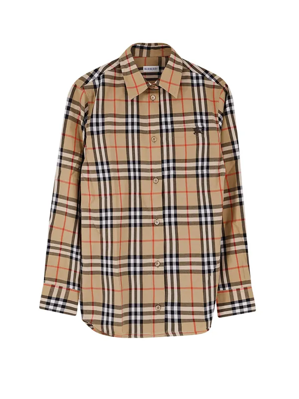 Emma Cotton Shirt With Check Pattern - Burberry