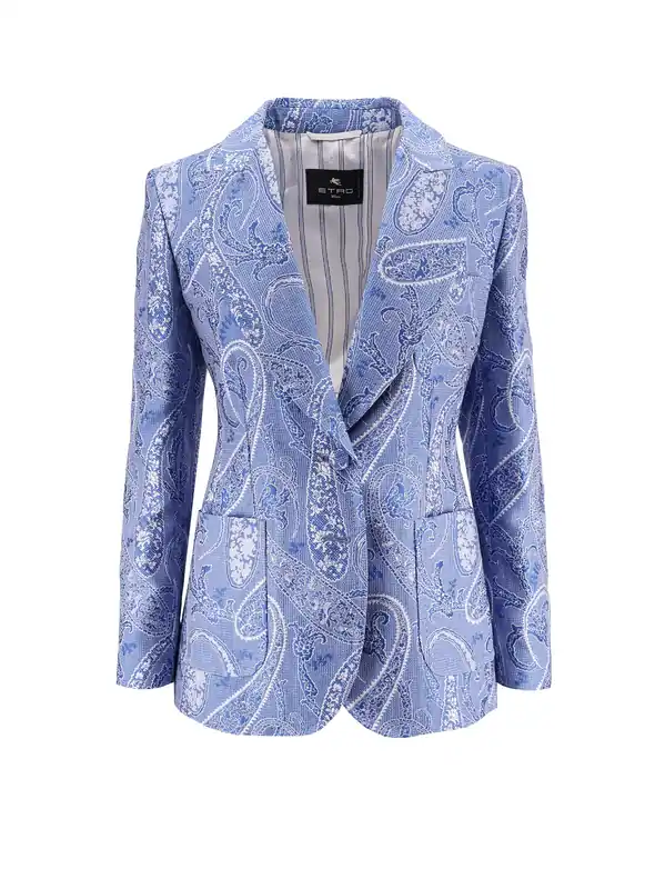 Silk Blend Single-Breasted Blazer