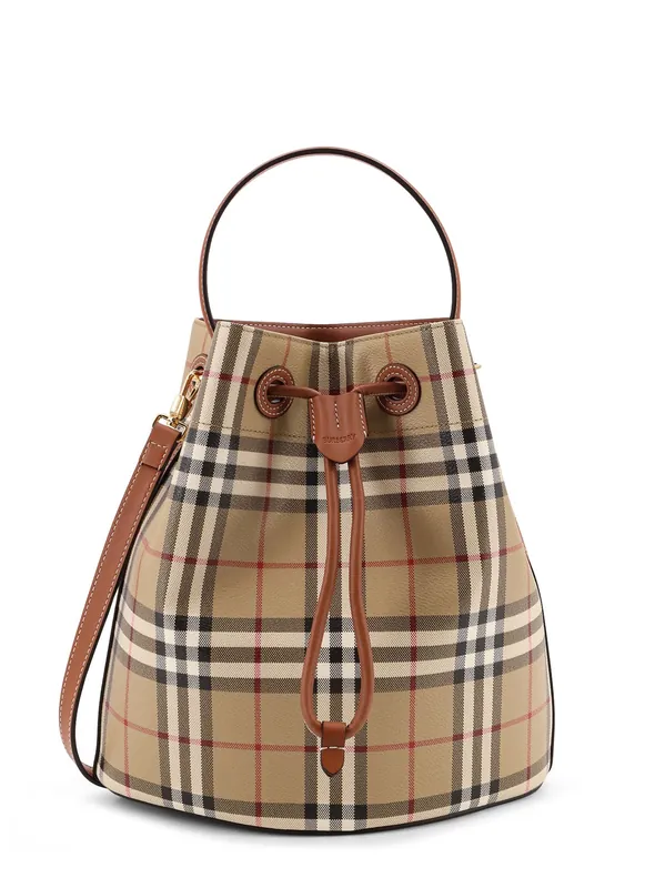 Coated Canvas Bucket Bag With Check Pattern - Burberry