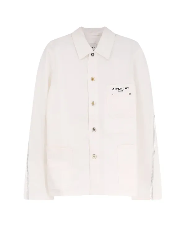 Denim Jacket With Iconic Lettering Logo On The Front - Givenchy