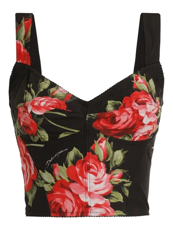 Top Bustier Stampa Rose Bouquet - Dolce & Gabbana