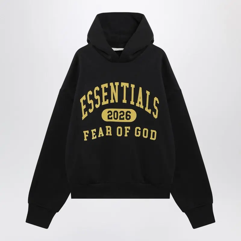 Black Washed Sweatshirt With Logo Print - Fear Of God Essentials