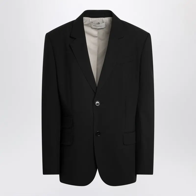 Black Single-Breasted Wool Jacket