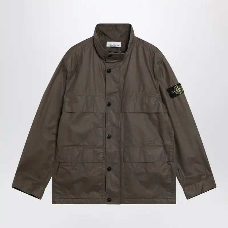 Brown Waxed Cotton Canvas Field Jacket - Stone Island