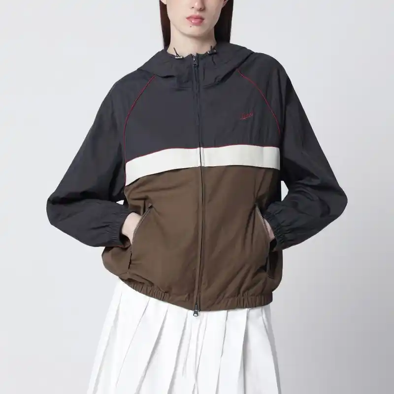 Grey/Beige/Brown Zip-Up Windbreaker