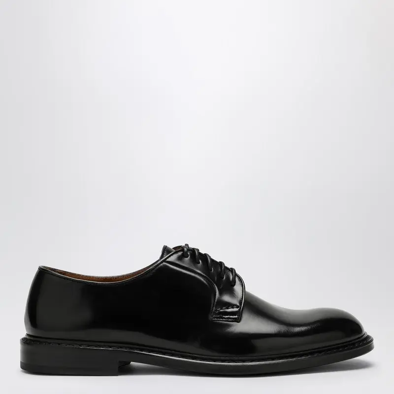 Low Black Leather Lace-Up