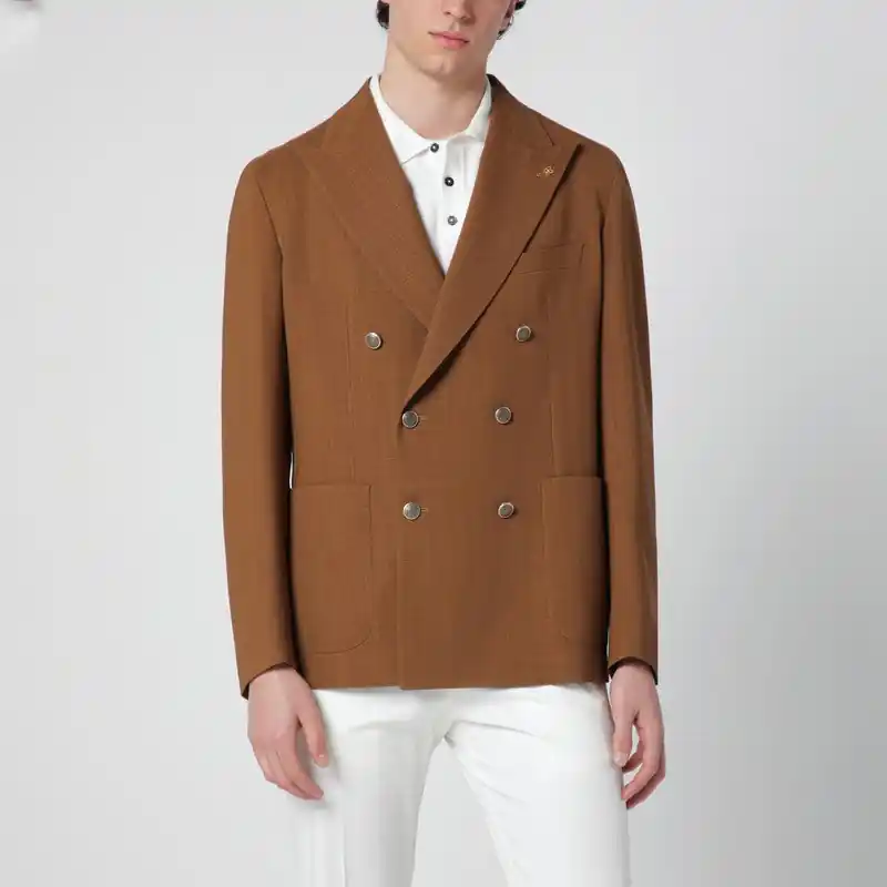 Caramel Double-Breasted Wool Jacket