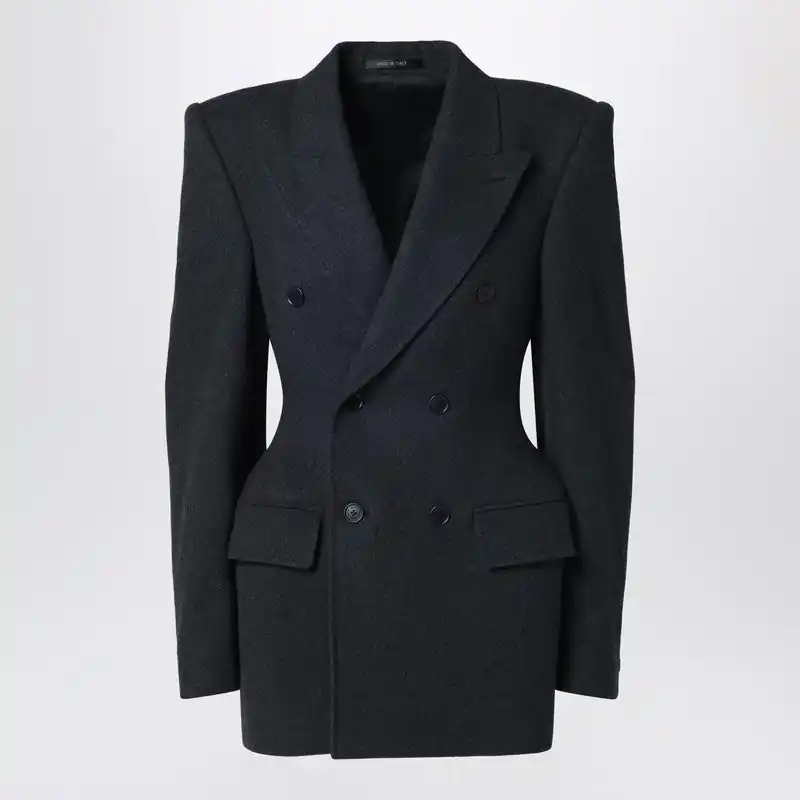 Grey Double-Breasted Cashmere Jacket