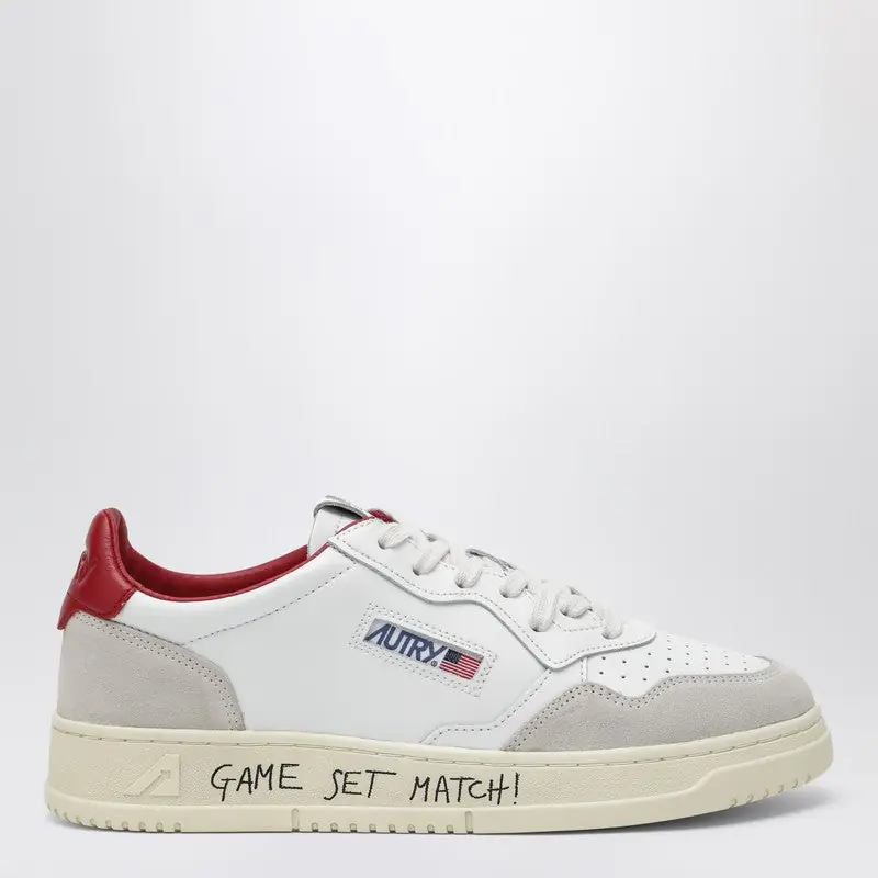 Medalist Low Sneakers In White/Red Leather And Suede - Autry