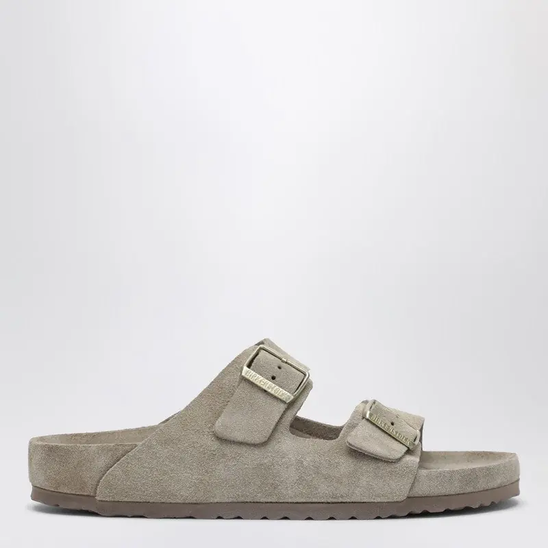 Arizona Slide In Taupe Suede Leather - Birkenstock