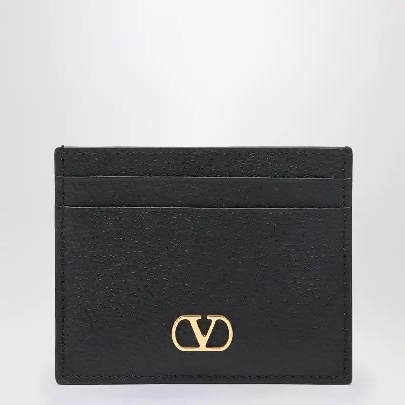 V Logo Signature Black Credit Card Holder - Valentino Garavani