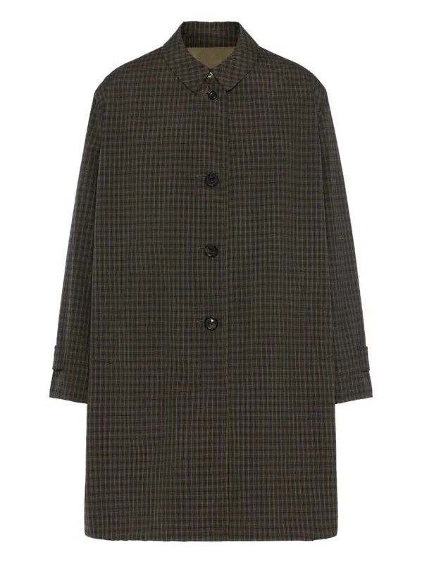 Buttoned Plaid Trench Coat - Maison Margiela