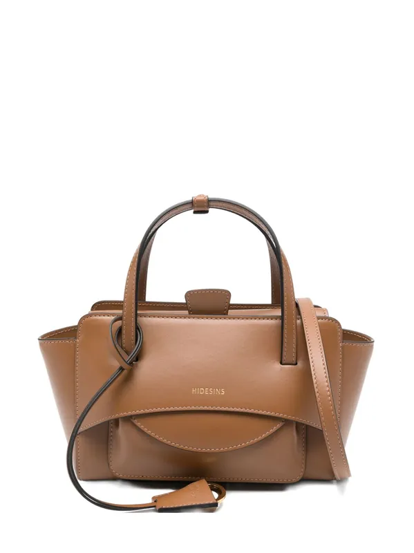 Flap Small Leather Tote Bag - Hidesins