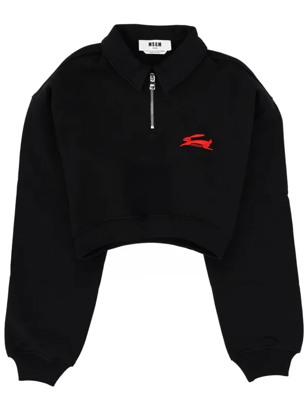 "Follow The Rabbit" Collared Sweatshirt - MSGM