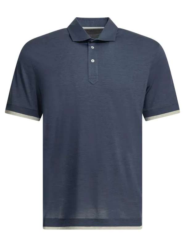 Faux Layering Polo Shirts Blue - Brunello Cucinelli