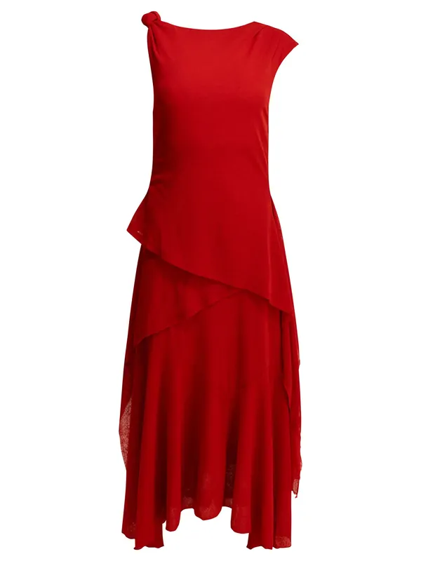 Draped Long Dress Dresses Red - Ganni