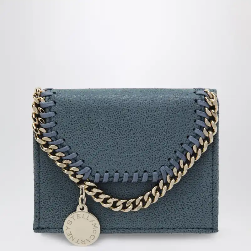 Light Blue Falabella Trifold Wallet With Chain - Stella McCartney