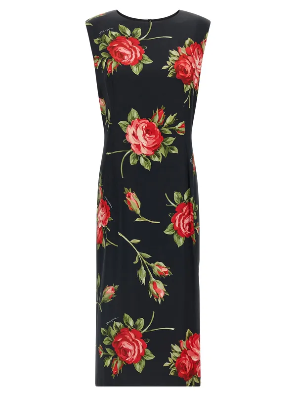 Bouquet Rose Dresses Black - Dolce & Gabbana