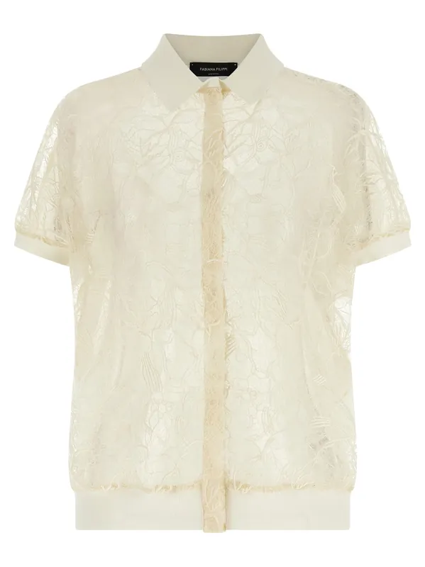 Organza Lace Cardigan Sweaters And Cardigans Beige - Fabiana Filippi