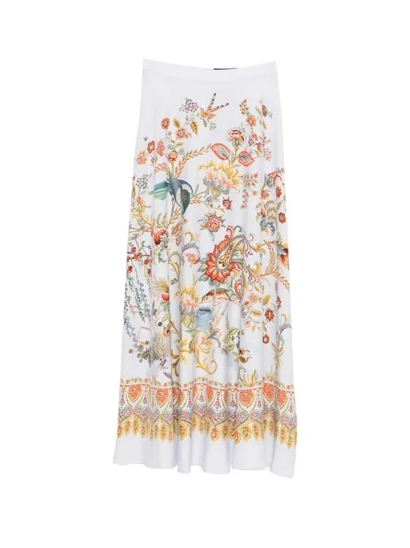 Long Floral Semi-Circle Skirt