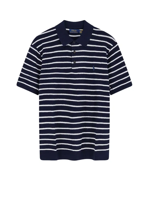 Cotton And Linen Polo Shirt With Striped Pattern - Polo Ralph Lauren