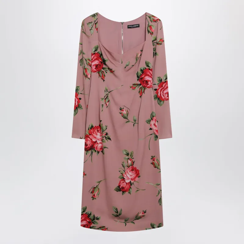 Bouquet Rose Print Sheath Dress - Dolce & Gabbana