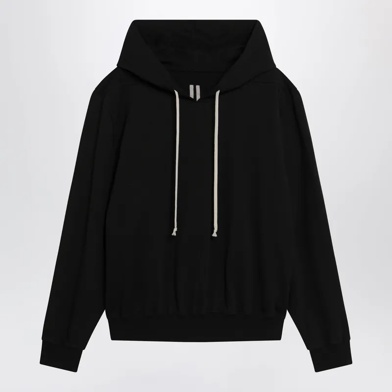 Black Hoodie With Logo Print - Rick Owens