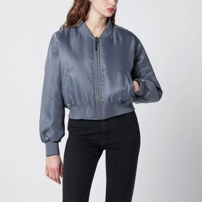 Leon Grey Cropped Bomber Jacket - Anine Bing