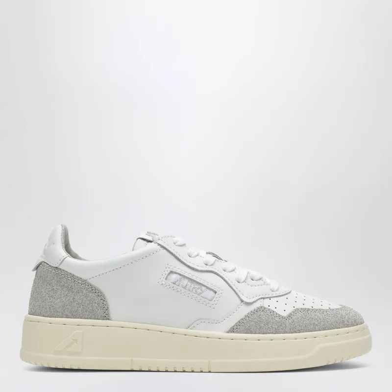 Medalist Low Sneakers In White Leather And Glitter Suede - Autry