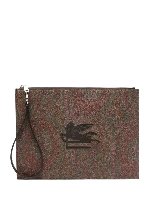 Clutch Bag With Embroidered Logo And Paisley Print - Etro