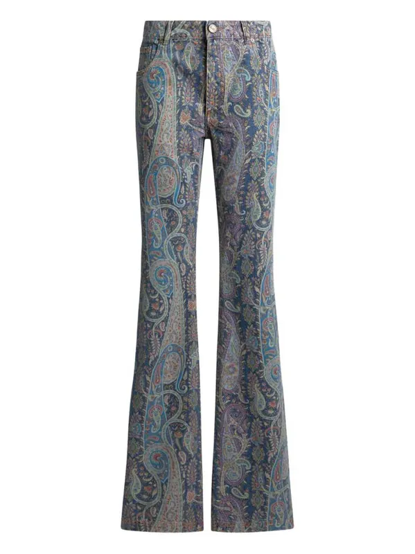 Flared Jeans With Floral Paisley Pattern - Etro