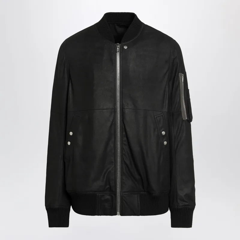 Black Leather Zip Jacket - Rick Owens