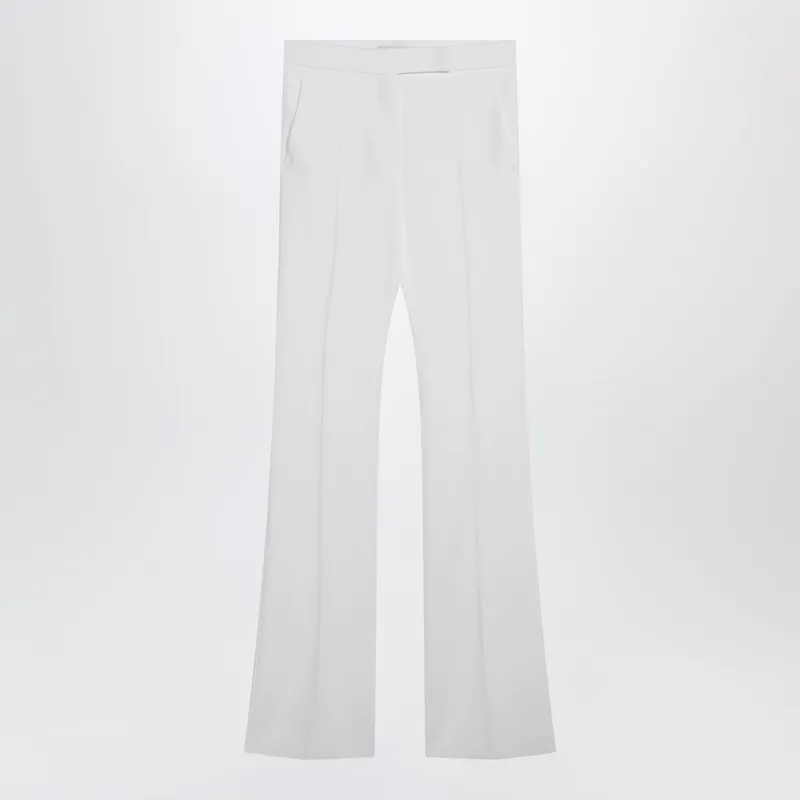 Optical White Slim Trousers In Crêpe Canvas - Max Mara