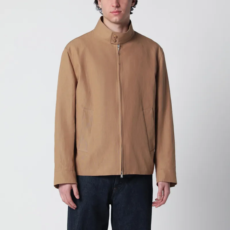 Camel Linen-Blend Jacket