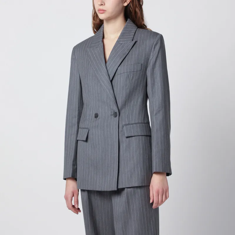 Tiphaine Blazer In Light Grey Pinstripe Fabric - Anine Bing