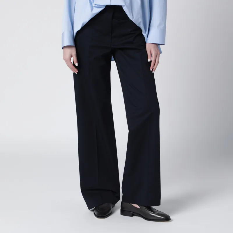 Francoise Blue Cotton Blend Trousers - PT Torino