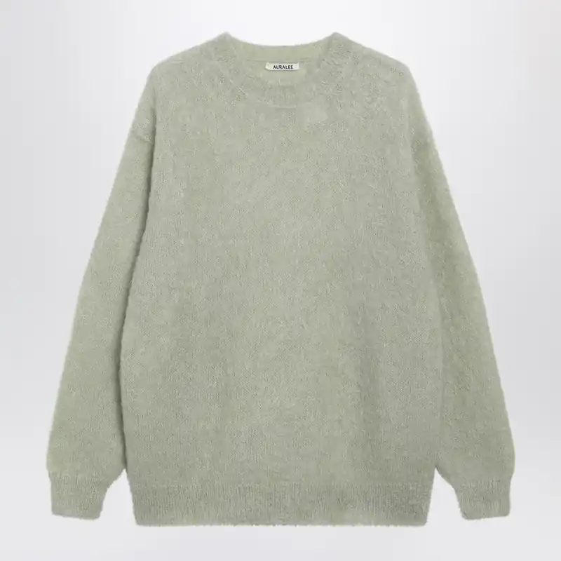 Light Green Brushed Mohair-Blend Sweater