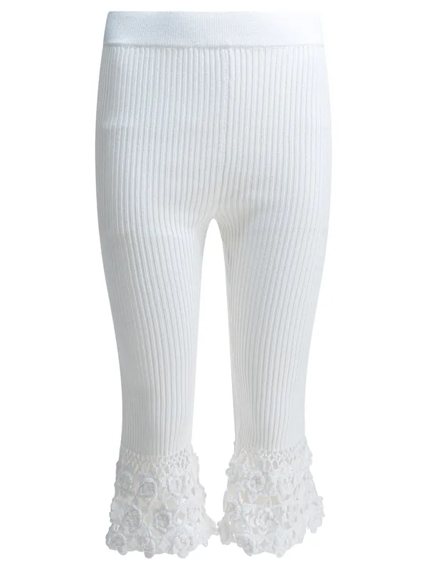 Woven Knit Legging Trousers White - Ganni