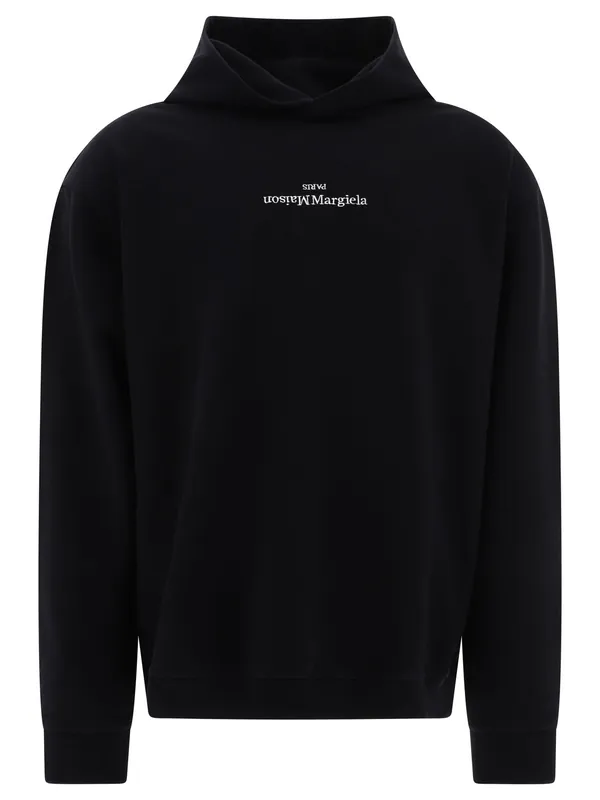 Hoodie With Logo Sweatshirts Black - Maison Margiela