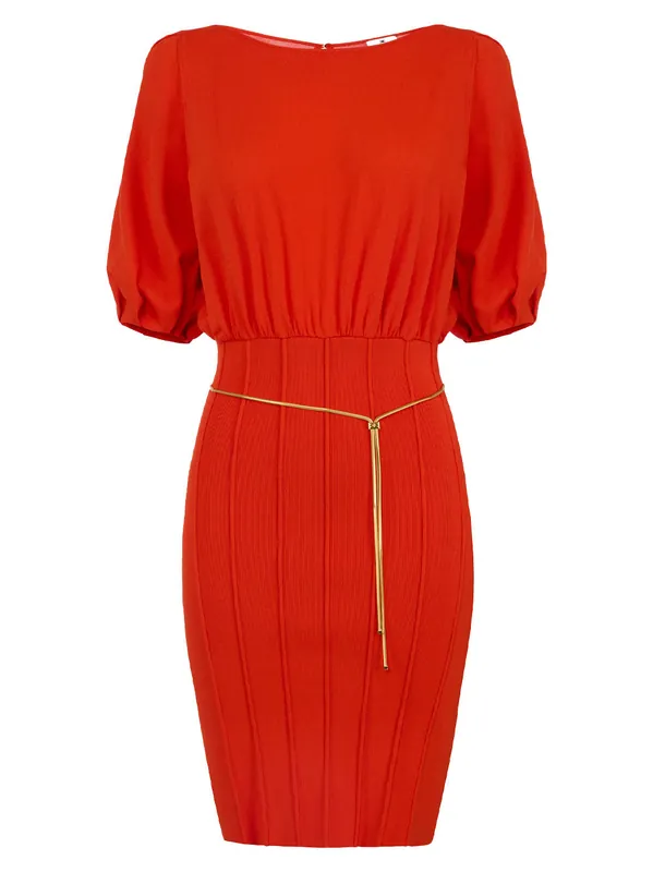 Knit Mini Dress With Snake Belt - Elisabetta Franchi