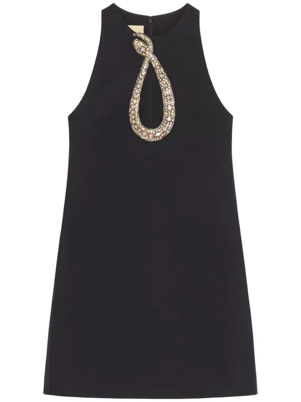 Rhinestone Snake Embroidery Crepe Couture Short Dress - Valentino Garavani