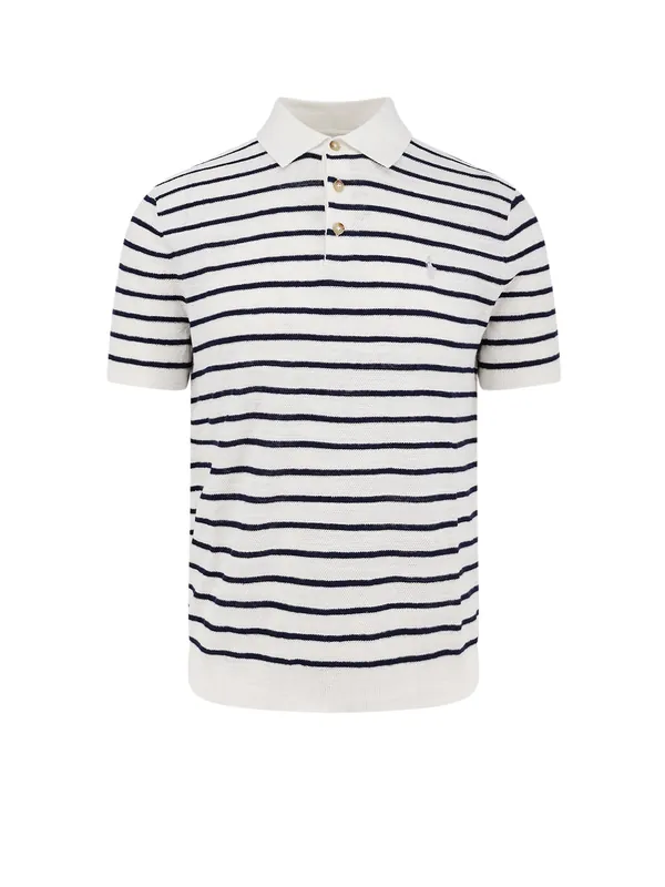 Cotton And Linen Blend Polo Shirt With Striped Pattern - Polo Ralph Lauren