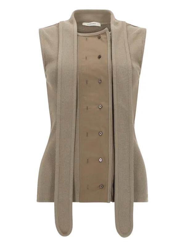 Asymmetrical Ribbed Top With Scarf - Lemaire