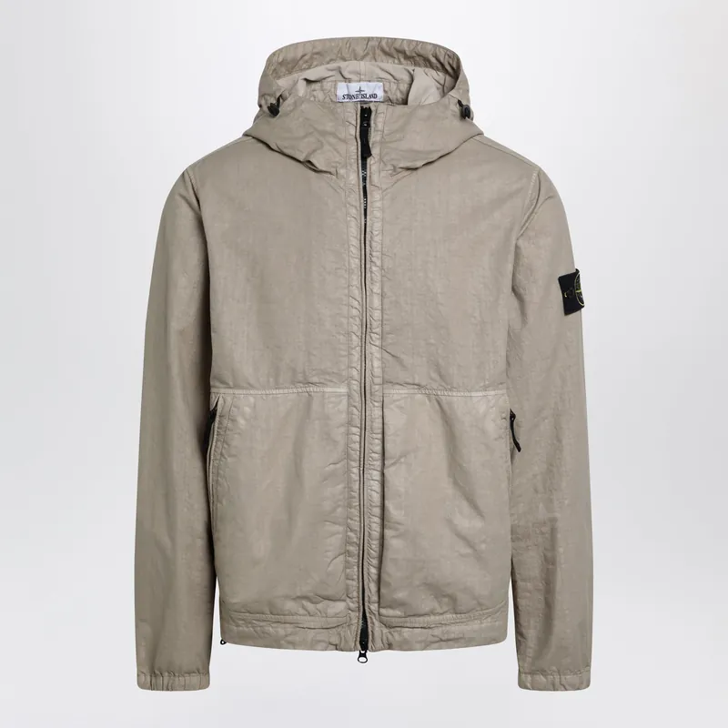 Beige Nylon Zip Jacket - Stone Island