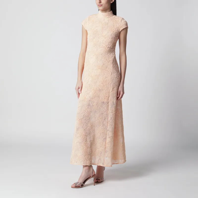 Vanilla Dress With Floral Appliqués - Rotate
