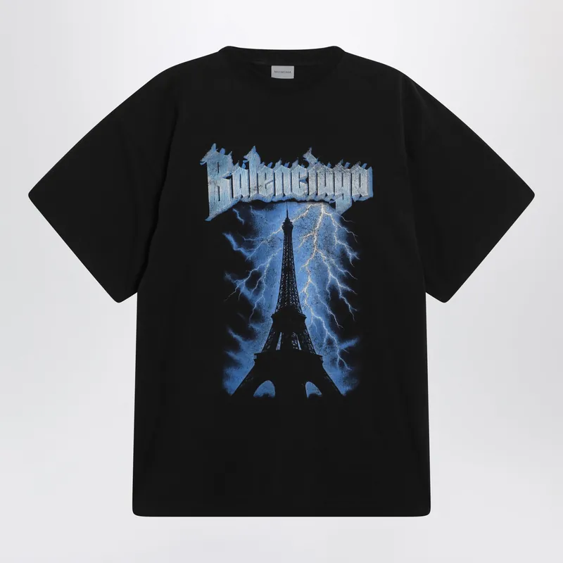 Paris Thunderstorm Oversized Black T-Shirt