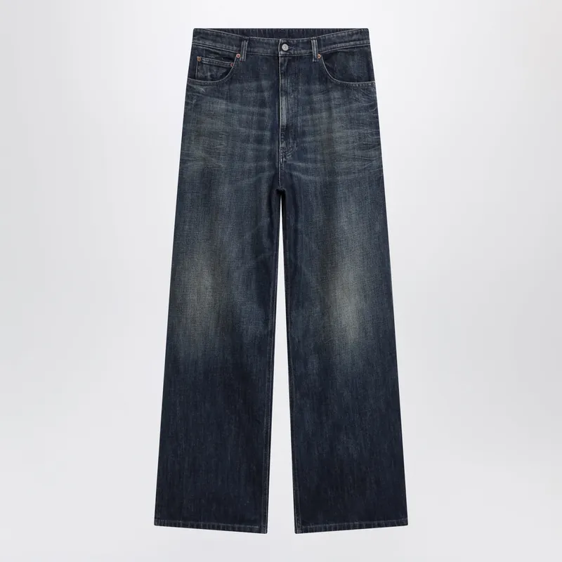 Wide Blue Washed Denim Jeans - MM6 Maison Margiela